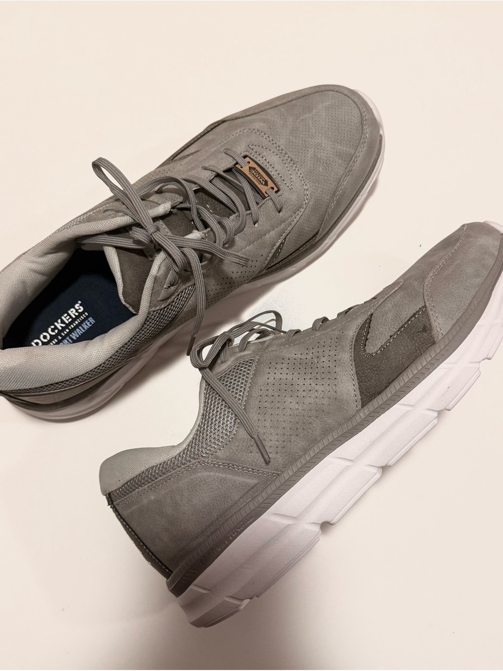 Dockers Men's Gray and White Casual Lace-Up Sneakers